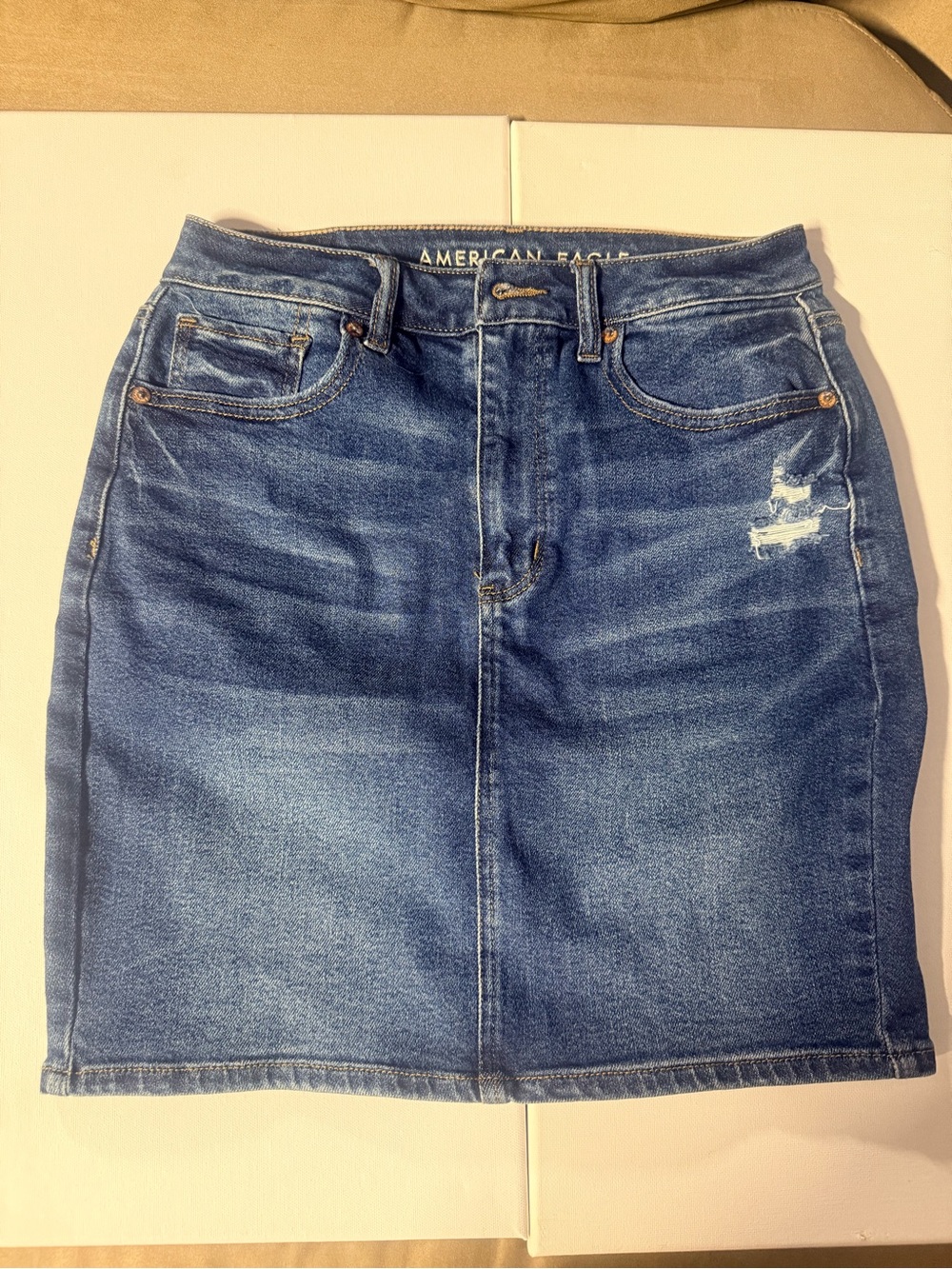 Never Worn! American Eagle Outfitters Distressed Medium Blue Denim Pencil Skirt